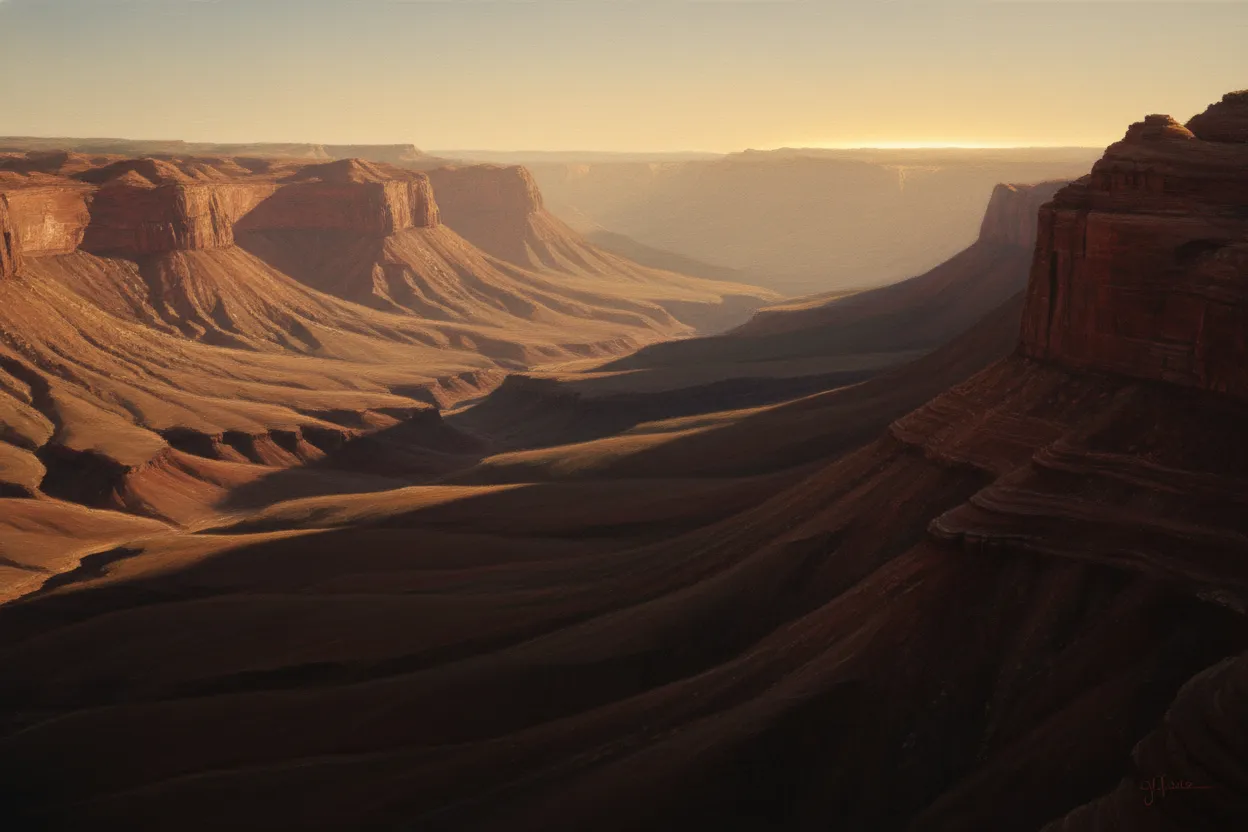 Cinematic desert canyon at golden hour