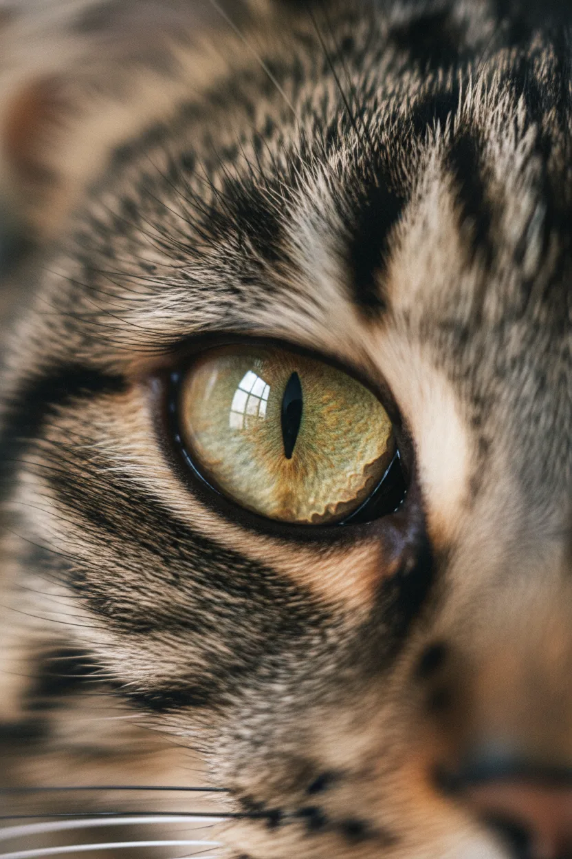 An extreme close-up of a cat's eye
