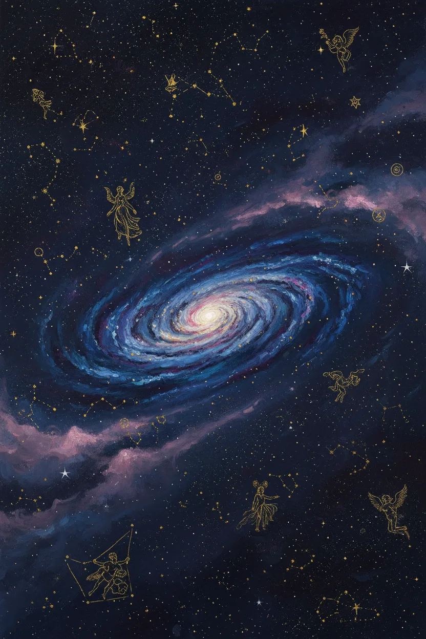 A vast deep night sky filled with constellations and the Milky Way
