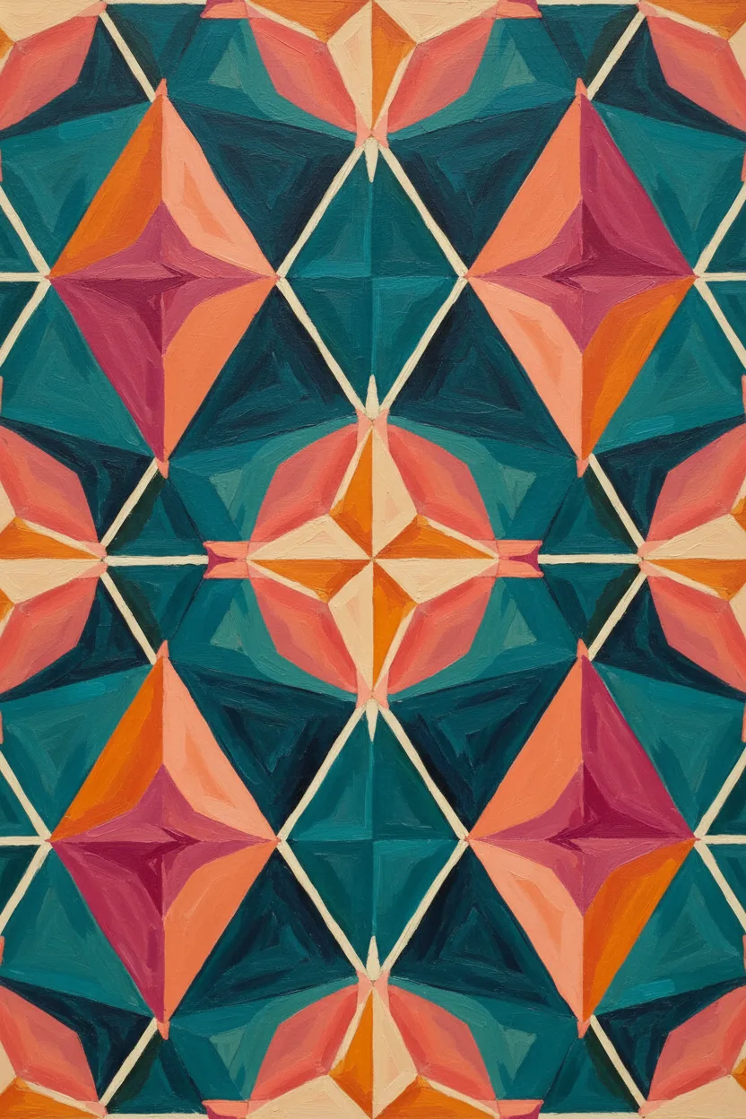 An abstract geometric pattern in saturated jewel tones