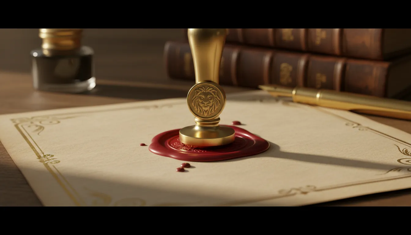 A wax seal pressed into cream parchment — symbol of trust and craftsmanship